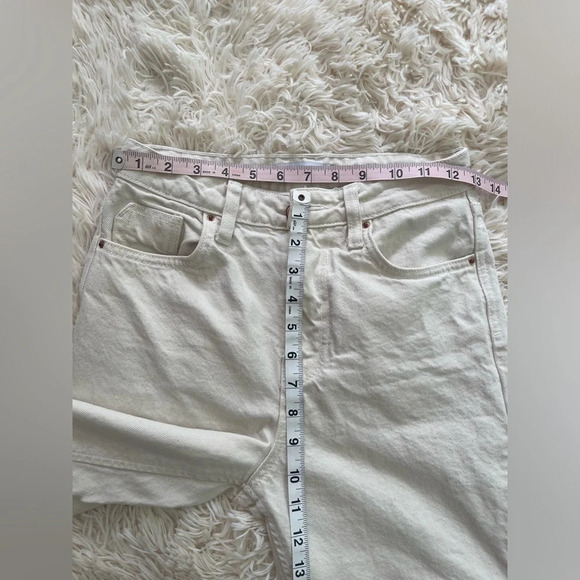 Zara high rise cotton ivory jeans straight leg raw hem size 2 - Picture 2 of 7